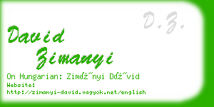 david zimanyi business card